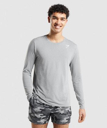 Gymshark Arrival Seamless Muške Dugi Rukav Sive | HR 2622AHK